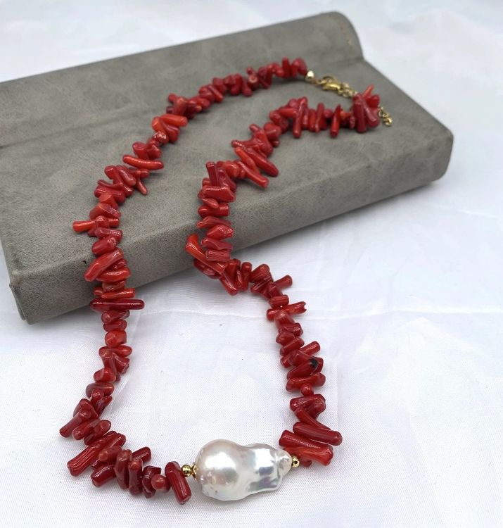 Boho Rotes Perlenhalsband – Große Perlenkette Aus Legierung, Vintage Stil, Für Frauen
