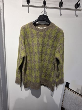 Pullover Nice Things gemustert grün braun Grösse M