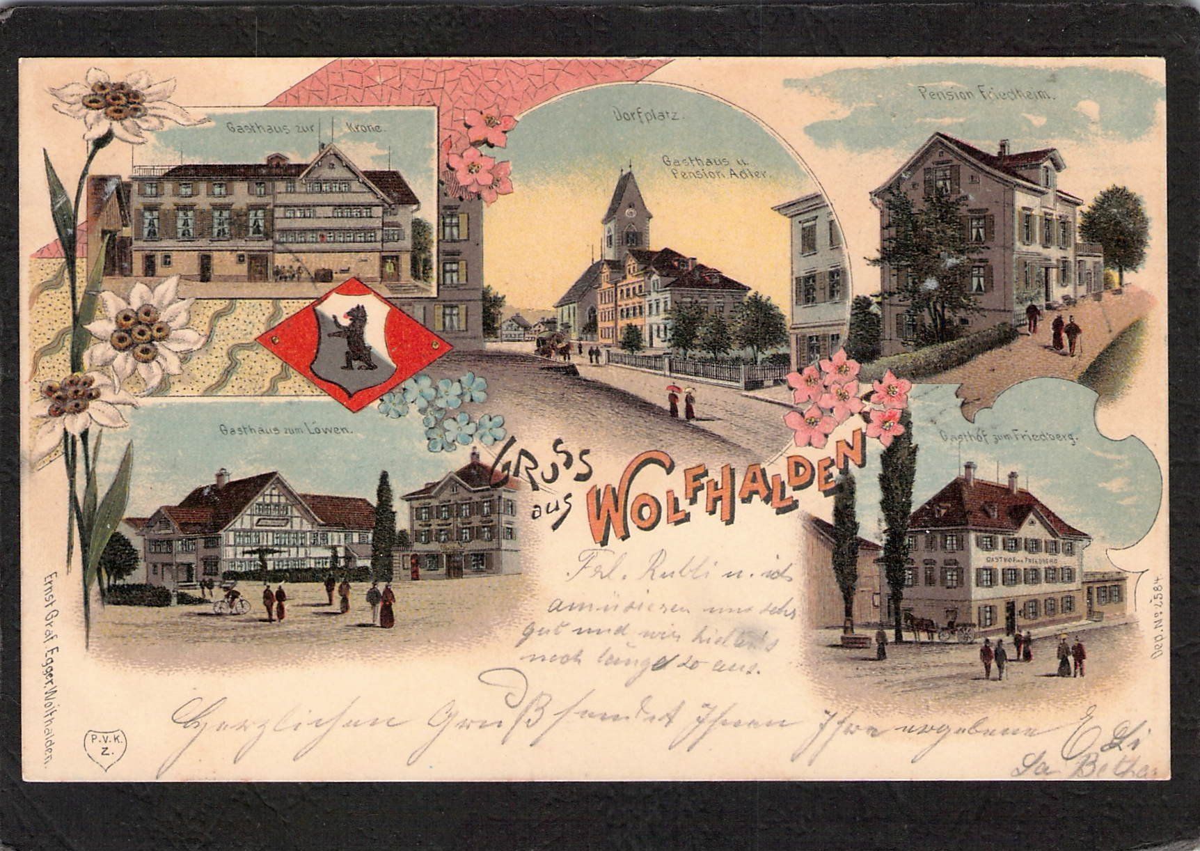 Ansichtskarten: Lithographie : Wolfhalden AR , 5 bild , gel. 1901 – Gebraucht aus Reichenburg von Pipo-67