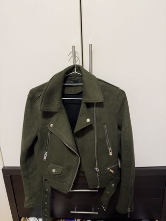 Damen Kunstlederjacke Zara Khaki