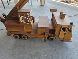 grosser Holz Lastwagen Kran Kinder Spielzeug