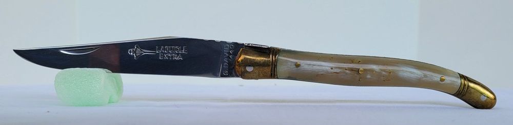Couteau à Découper Laguiole – 30 Cm, Manche Corne Blonde, Acier Inoxydable, Ancien
