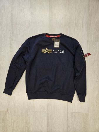 Alpha Industries Foil Print Sweater – Rep Blue – Gr. M NEU