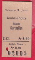 KARTON BILLETT, AMBRI-PIOTTA - GURTNELLEN, 2.KLASSE, EINFACH