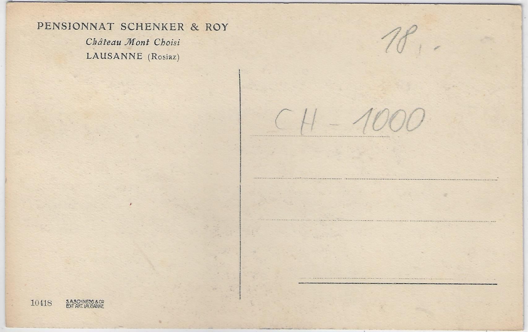 Cartoline postali: Pensionnat Schenker & Roy Chateau Mont – Usato da Ettingen venduto da Kartenplanet 1