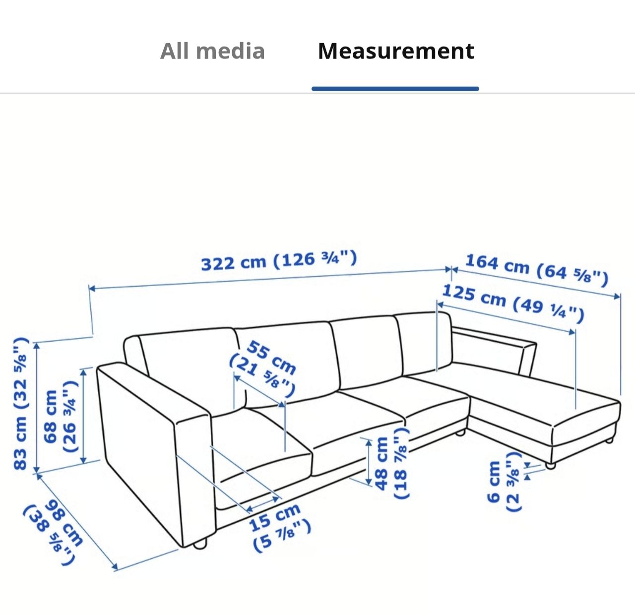 Ikea Divani: IKEA Sofa Vimle 4-Sitzer mit Récamiere Gunnared – Usato da Bern venduto da Khalid6666 4