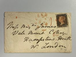 1840, One Penny Black, Stamp Plate 1A, Red Maltese Cross