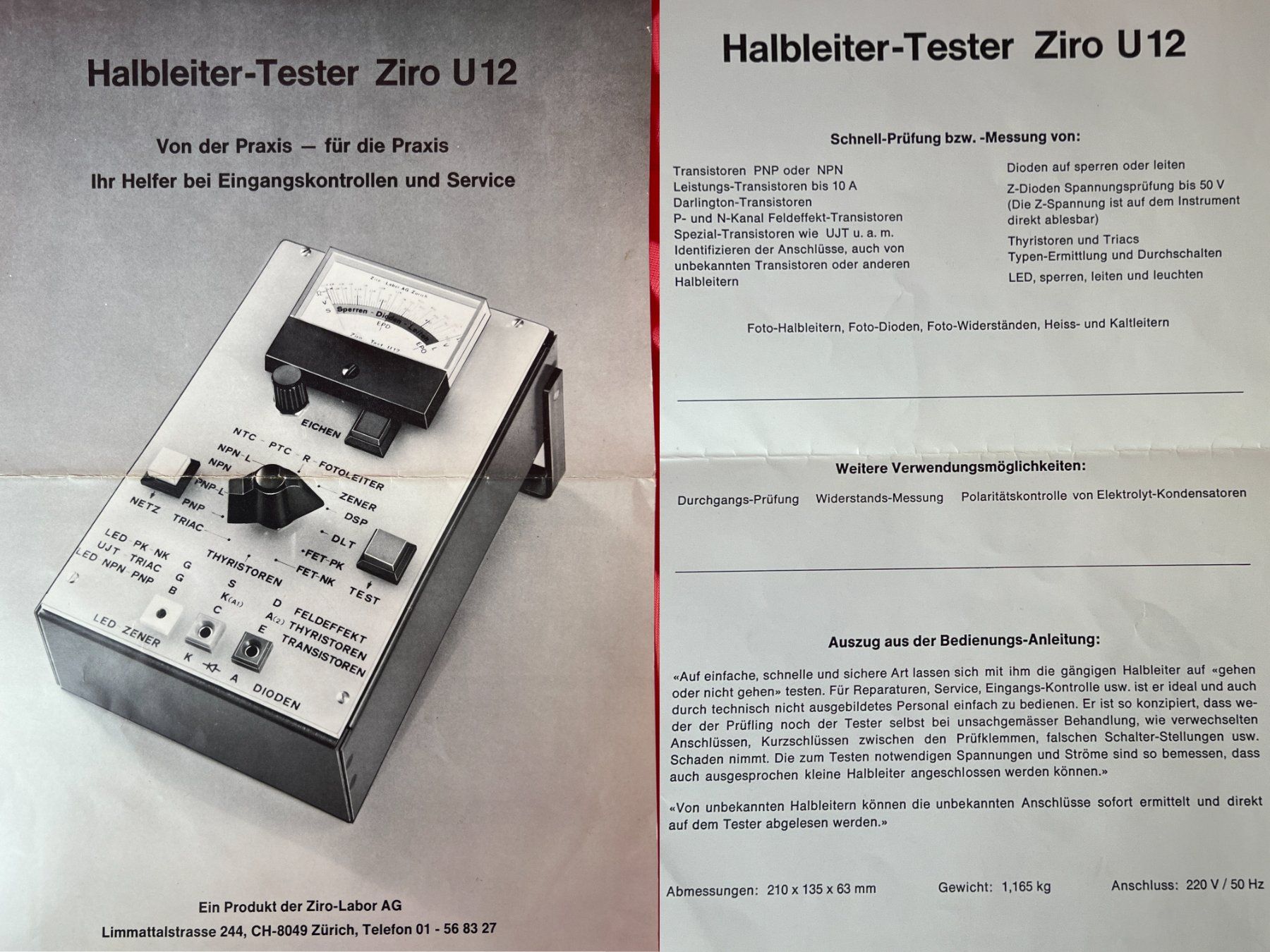 Misurare: Halbleiter-Elektronikbauteile-Testgerät 'Ziro U12' – Usato da Lütisburg venduto da wiesenpippau 9