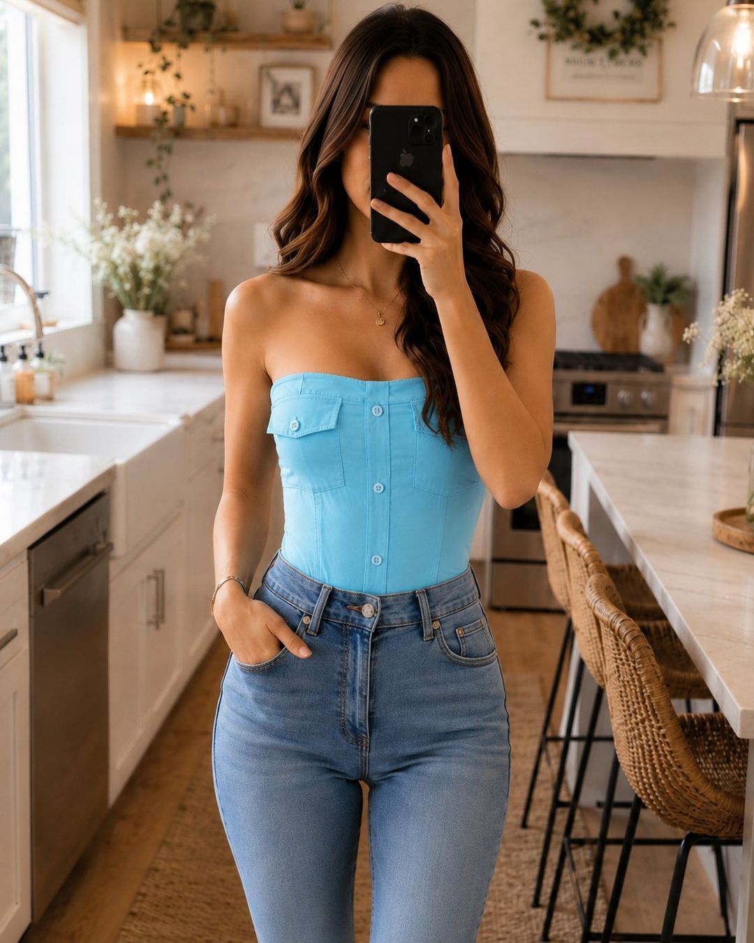 Tops: Hellblauer Body Gr. M mit Kragen – Neuf (Voir description) à Fully par VaneaSelection