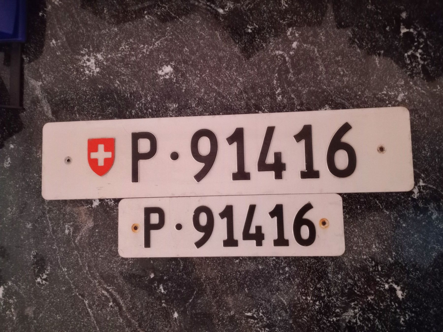 Insegne: 2x Nummernschild Post PTT ausrangiert 91416 – Usato da Küttigen venduto da Melisch1000