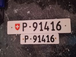 2x Nummernschild Post PTT ausrangiert 91416