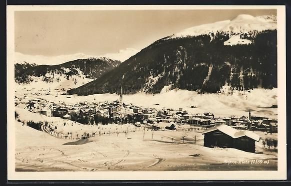 Ansichtskarten: AK Davos-Platz, Panorama im Winter – Gebraucht aus Berlin von bartko-reher