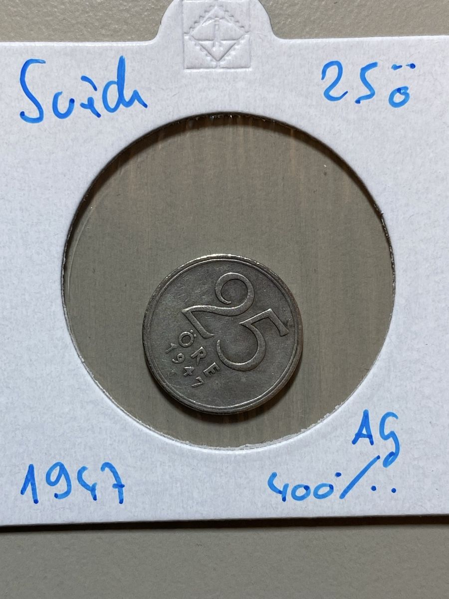 Alle Münzen: Suède - 25 Öre - 1947 - AG – Gebraucht aus Payerne von Mike1682