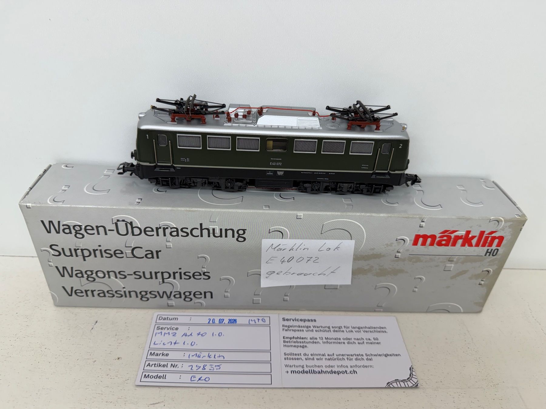 Märklin Trains électriques: Märklin H0 E-Lok BR E40 072 DB Wechselstrom Digital – D'occasion à Büsserach par ModellbahnDepot 1