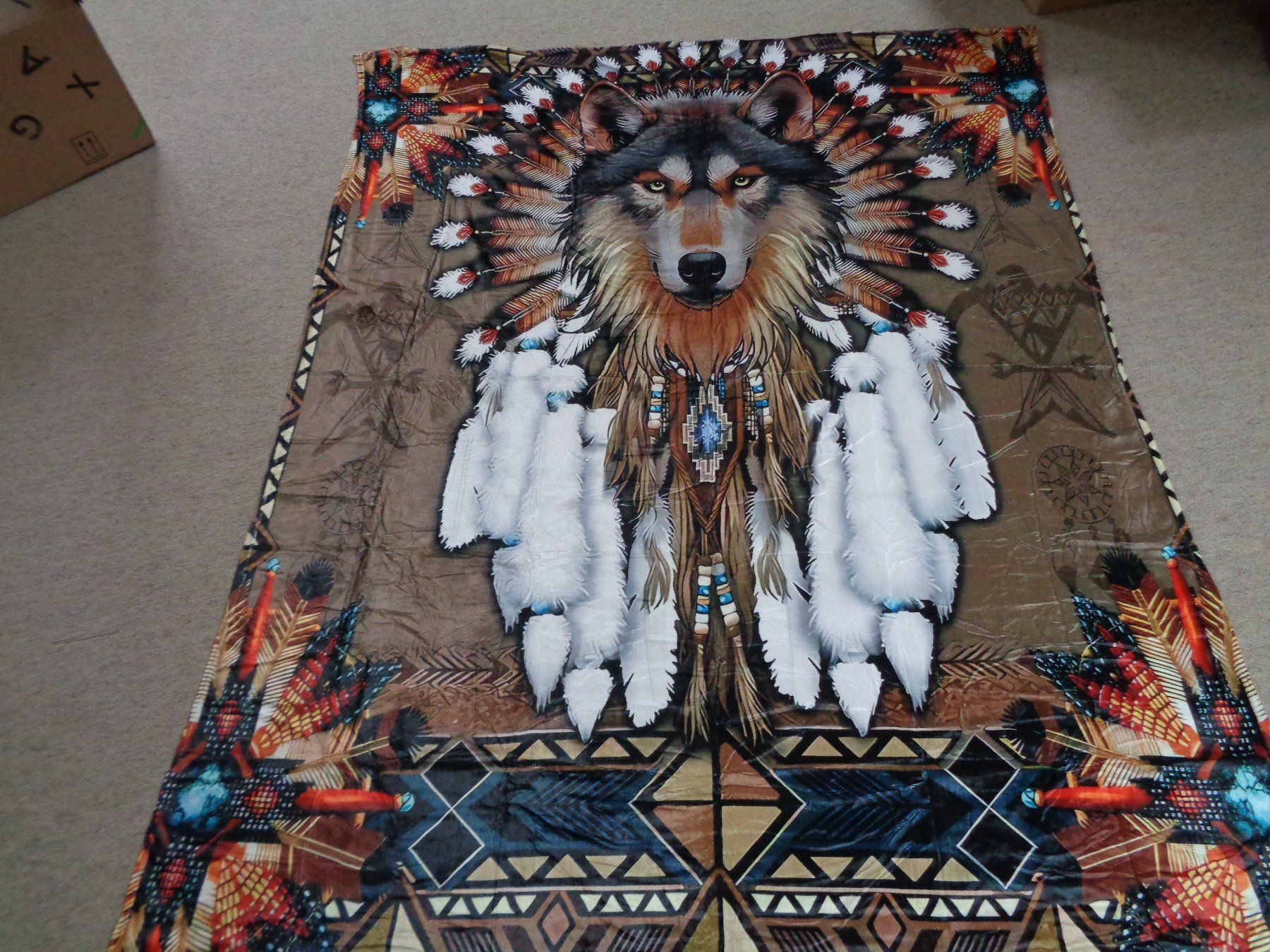Coperte: Indianer/Wolf Kuschel Decke 200x150cm – Nuovo e nell'imballaggio originale da Langenbruck venduto da Gumsi 2