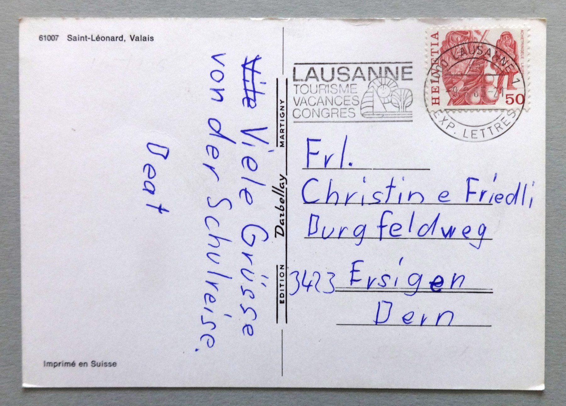 Cartoline postali: Saint-Léonard – Usato da Fétigny venduto da Billy2miny 1
