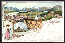 Litho Luzern, Bahnhof, Ansicht vom Güts