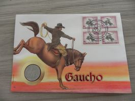 Münzbrief Uruguay 100 Nuevo Pesos 1989 Gaucho