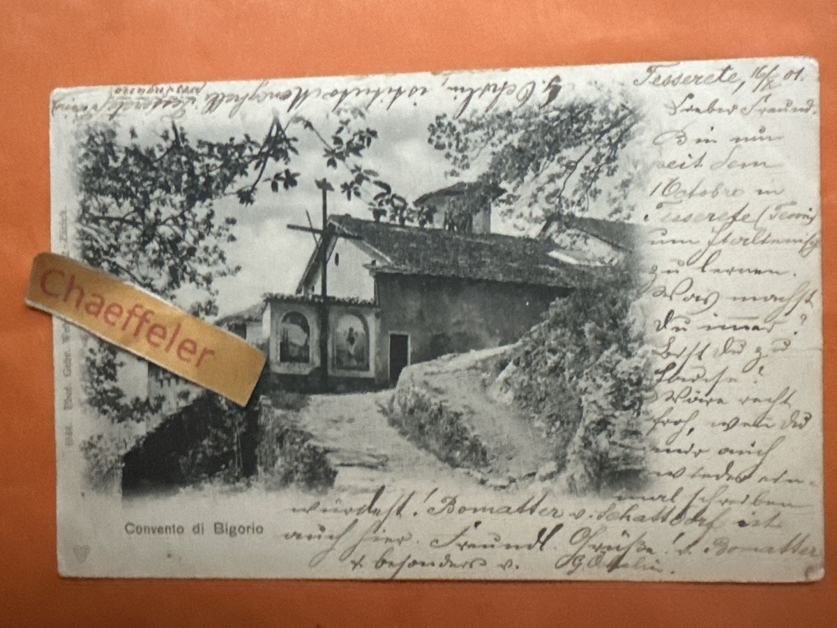 Cartoline postali: 1901 Convento di Bigorio – Usato da Zürich venduto da Chaeffeler