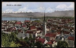 AK Zürich, Stadtansicht und Alpen, 1928
