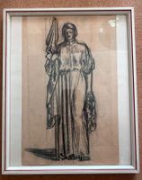 Charles L’Eplattenier attribué – fusain signé – figure allon