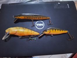 Lot de 3 leurres de pche anciens diverses marques