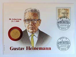 Numisbrief Gustav Heinemann mit 1 DM Münze ab 1 Fr.