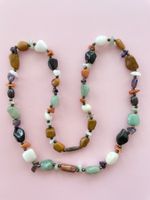 Vintage 70er Schmuck Collier Halskette Kette Halbedelsteine