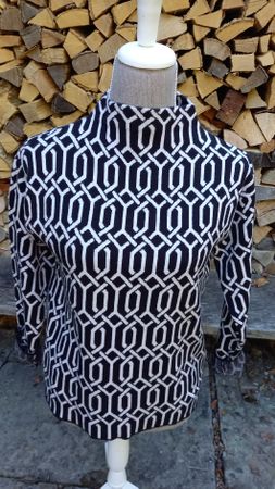 Pullover Street One S schwarz weiss Muster Stehkragen