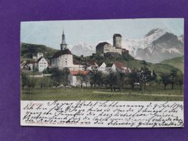 alte Postkarte von Sargans nach Frankreich ca. 1900