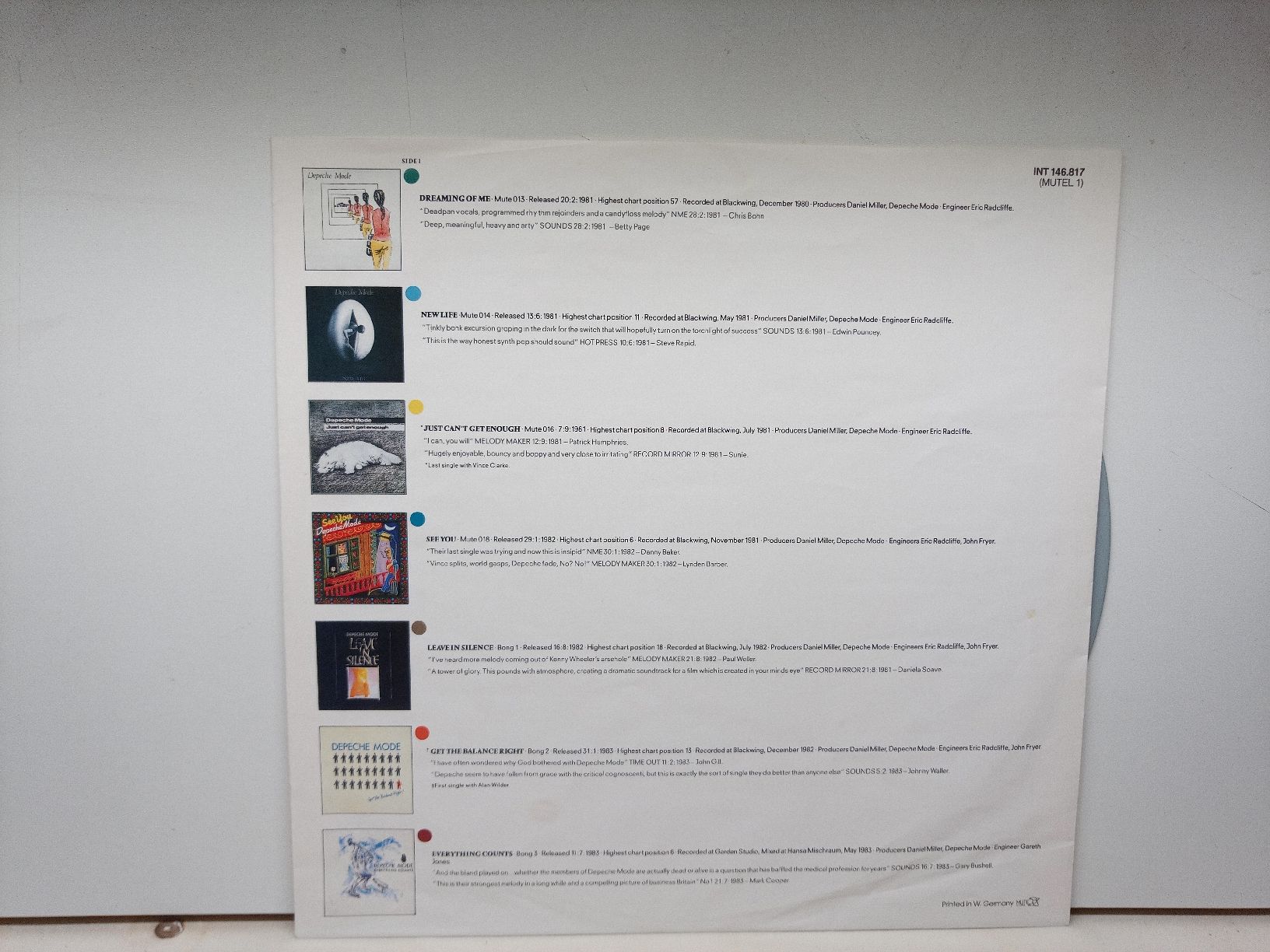Dischi in vinile: Depeche Mode "The Singles 81-85" Graue Vinyl-LP 1985 – Usato da basel venduto da markusb07 5