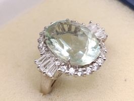 Vintage 925er Silber Ring grüne Amethyst Bergkristalle Top