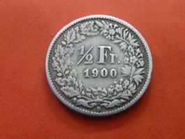 1/2 Fr.  1900  top Erhaltung    -  UNDEREINIGT  :