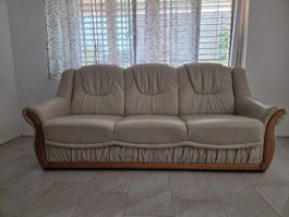 Echtleder-Sofa mit Bettfunktion