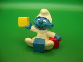 BABYSCHLUMPF MIT BAUKLÖTZEN 1984 SCHLEICH SELTEN! GERMANY