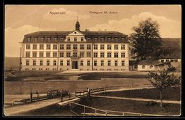AK Appenzell, Collegium St. Anton mit Straßenbrücke
