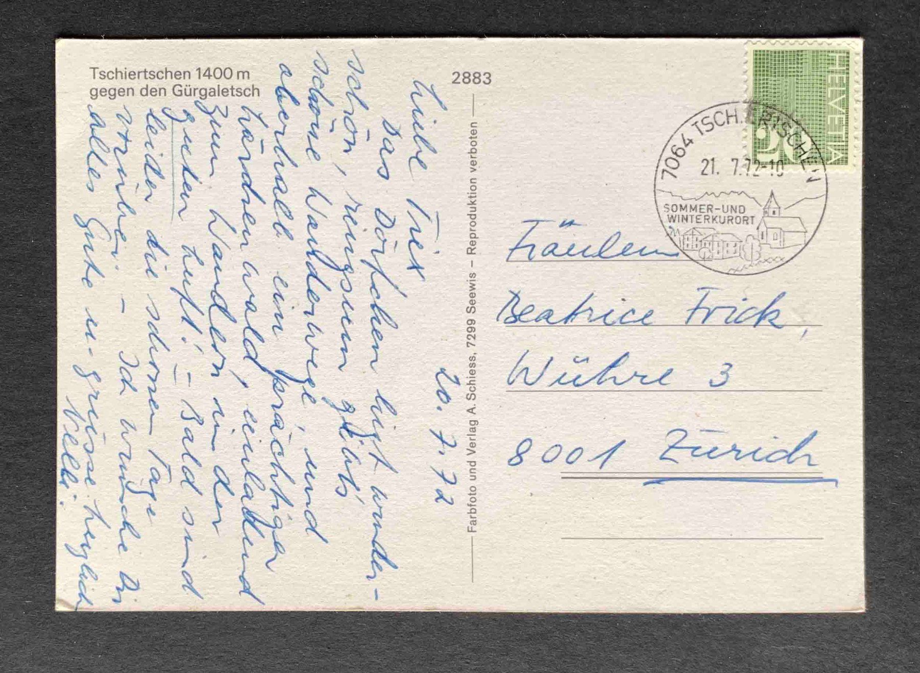 Cartoline postali: AK Tschiertschen gegen den Gürgaletsch – Usato da Goldau venduto da artelier1 1