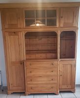 Antiker Massiholz Vitrinenschrank mit Schubladen Biedermeier