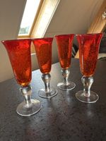 4 orange Sektgläser voller Luftblasen ev alt