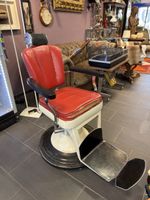 Vintage Coiffeur Stuhl, rot/weiss, Originalzustand!