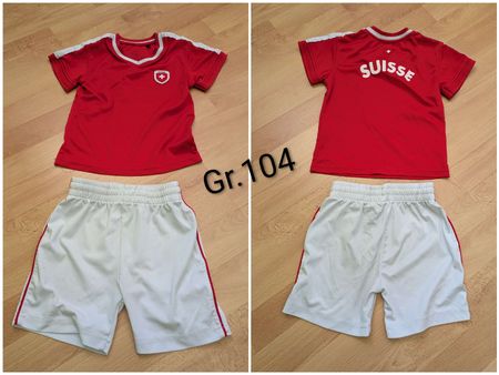 Kinder Set Gr.104 Fussball Trikot Shorts Rot Weiss