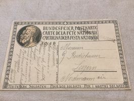 1er août carte 1918 pour militaire  Batterie de campagne 18 