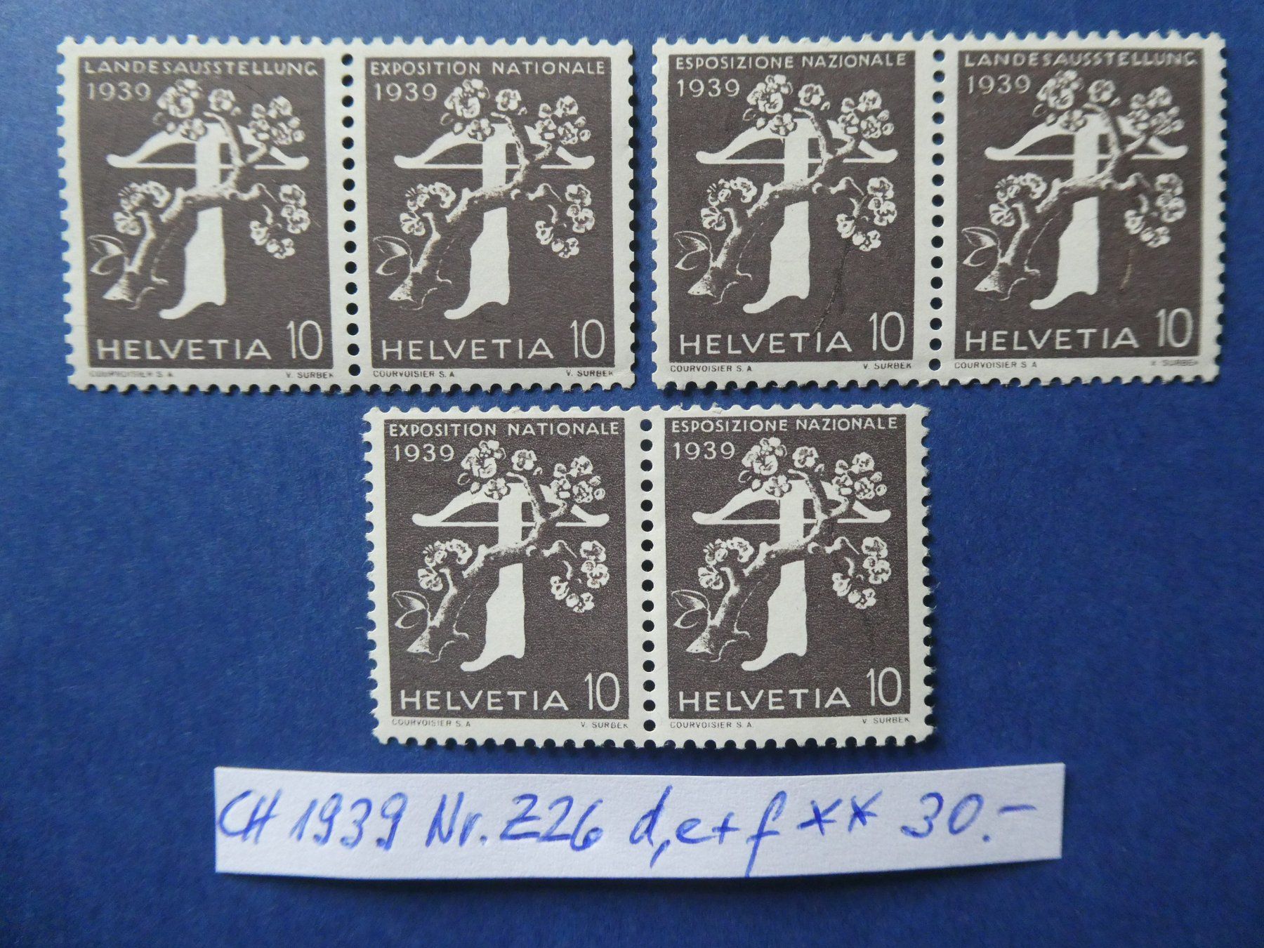 Tutti i francobolli: CH 1939 Nr. Z26d, e + f postfrisch ** – Usato da Lausen venduto da Herbamare01