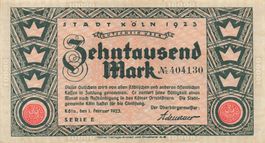 Köln 10000 Mark 01.02.1923  VZ+-VZ++ Serie E