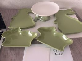 Gelbe Hasen Osterdeko, Schale & Teller, 5-teilig, Top!