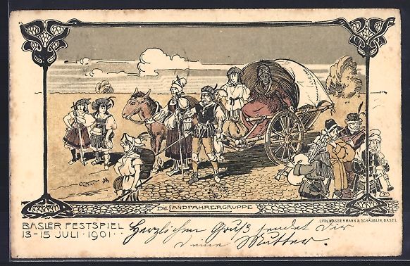 Cartoline postali: Basel, Festspeil 1901, Andfahrergruppe – Usato da Berlin venduto da bartko-reher