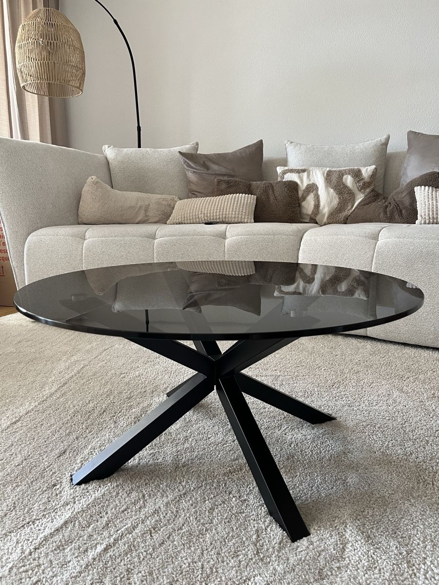 Tische: Table basse ronde plateau verre noir – Gebraucht aus Monthey von arno_45 2