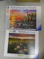 2 Puzzles je 500 Teile "Leuchtturm" + "Pusteblumen"