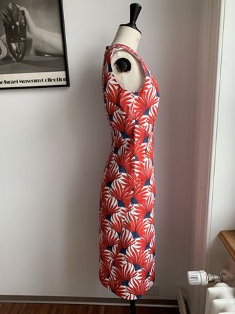 BOGNER: Herrliches Sommer-Kleid, Rot/Weiss/Blau gemustert 36