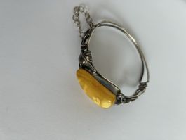 Art nouveau bracelet en argent et ambre